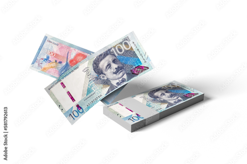 wad of peruvian banknotes, peruvian currency on a white background in high resolution, winner of a raffle wad of peruvian banknotes, peruvian currency on a white background in high resolution, winner of a raffle