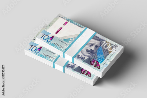 wad of peruvian banknotes, peruvian currency on a white background in high resolution, winner of a raffle