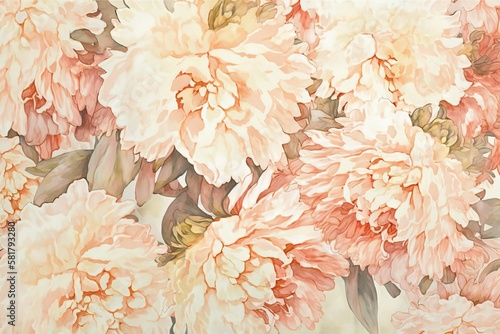 Flower watercolor pattern peony (AI generated)