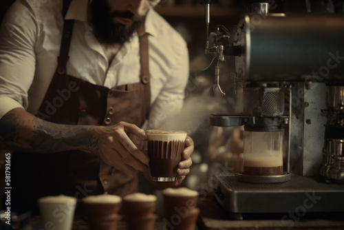 Generative AI of a barista making coffee