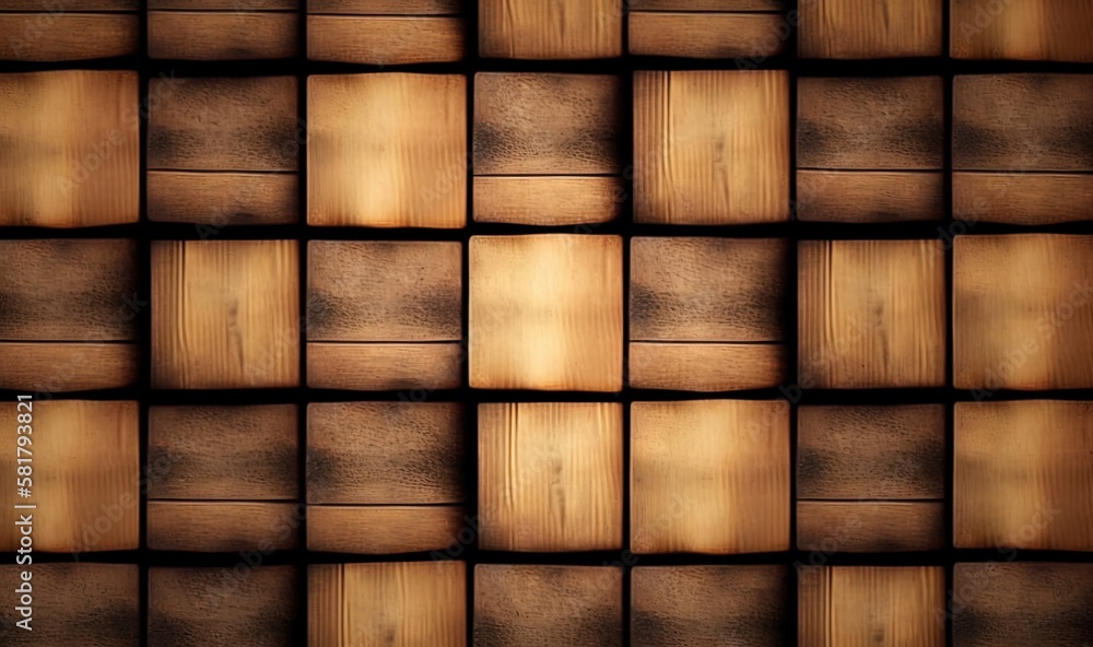 a wall made up of wooden blocks with a brown background. generative ai a wall made up of wooden blocks with a brown background. generative ai