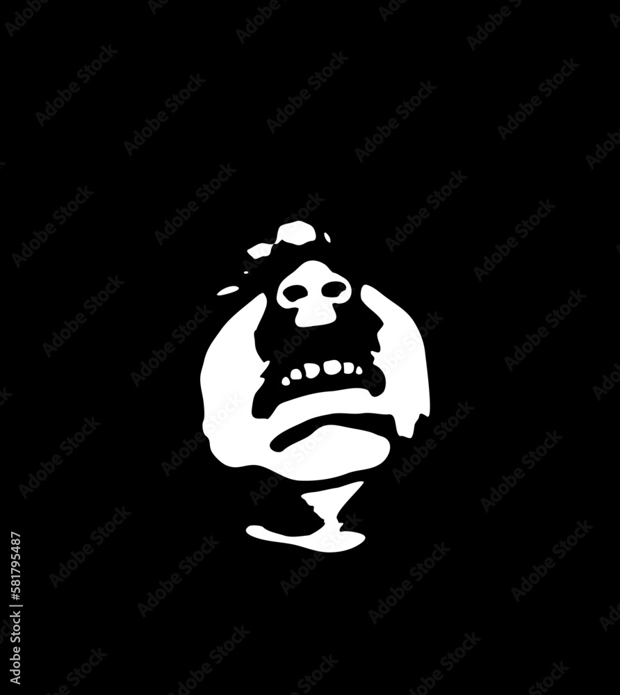 Graffiti stencil face. Little boy bares his teeth on a black background. Vector art. Graffiti stencil face. Little boy bares his teeth on a black background. Vector art.