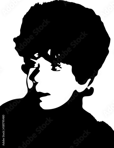 Little baby face stencil on a white background. Vector art.
