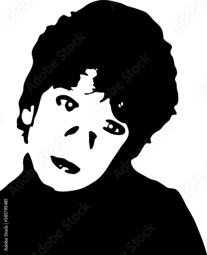 Little baby face stencil on a white background. Vector art.