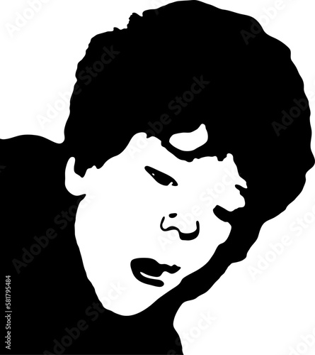 Little baby face stencil on a white background. Vector art.