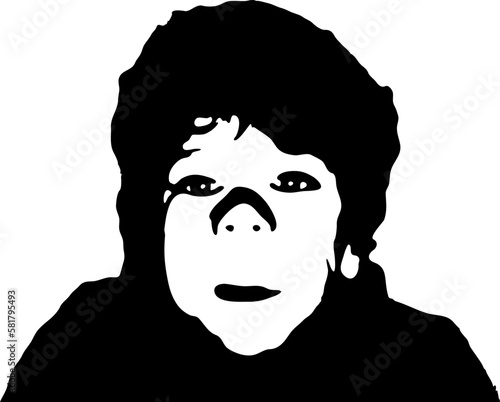 Little baby face stencil on a white background. Vector art.