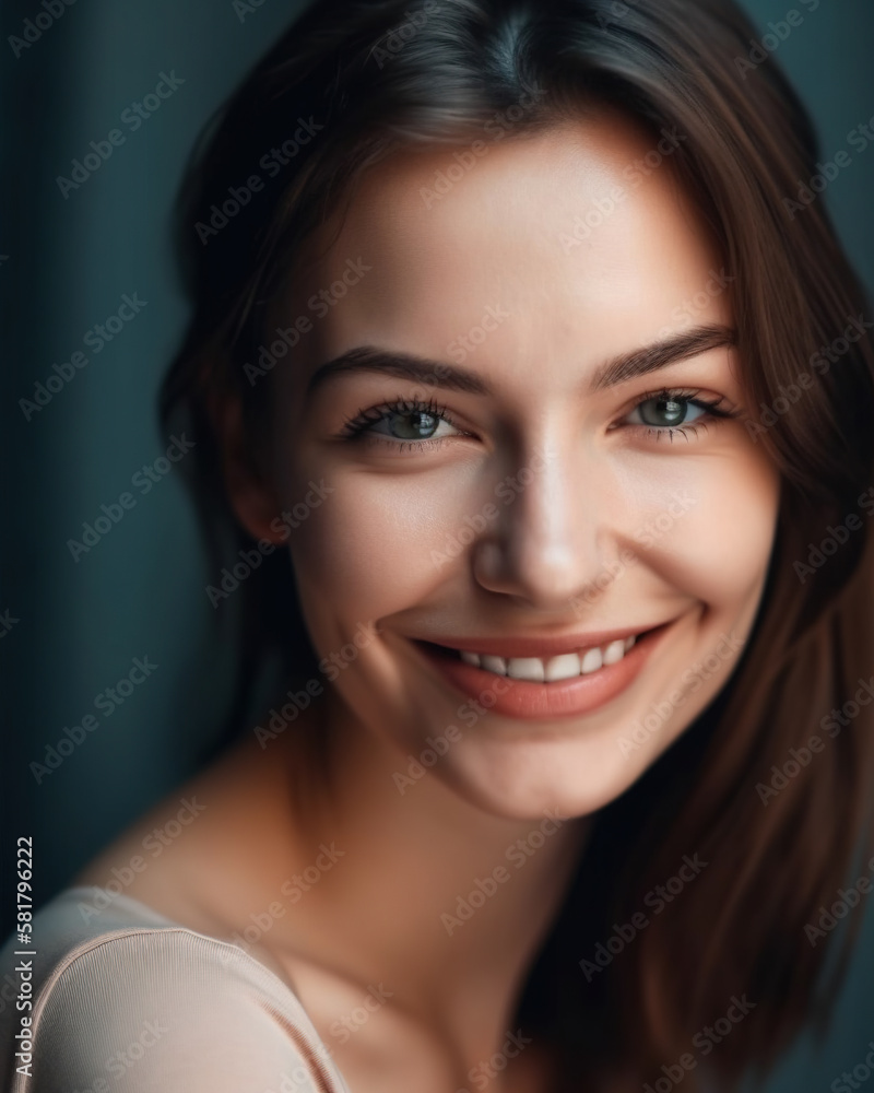 Smiling Woman 04 - Made by human and Generative AI Smiling Woman 04 - Made by human and Generative AI