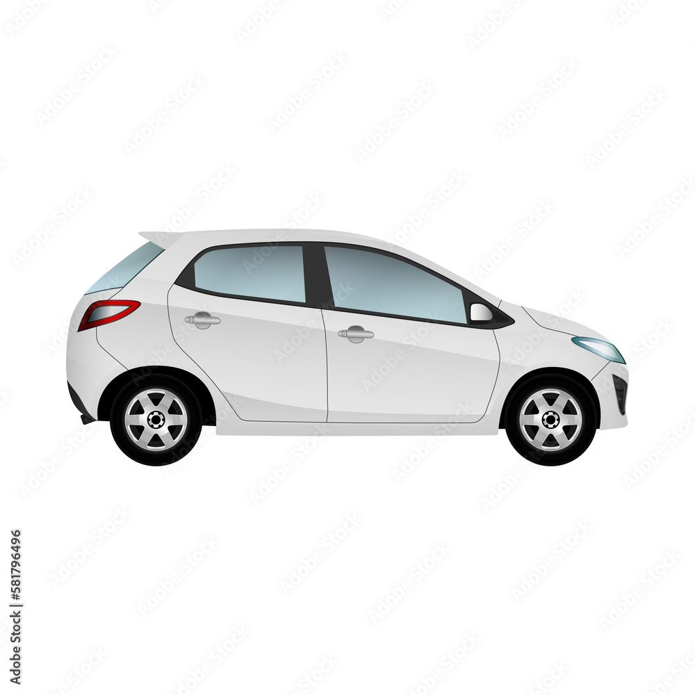 Cars white mockup realistic isolate on the background. Ready to apply to your design. Png illustration.