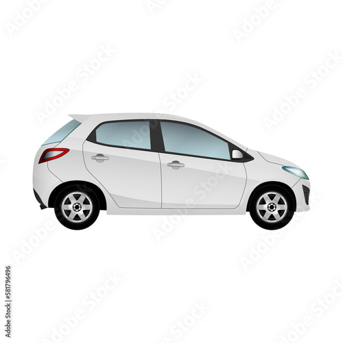 Cars white mockup realistic isolate on the background. Ready to apply to your design. Png illustration. © ekkarat