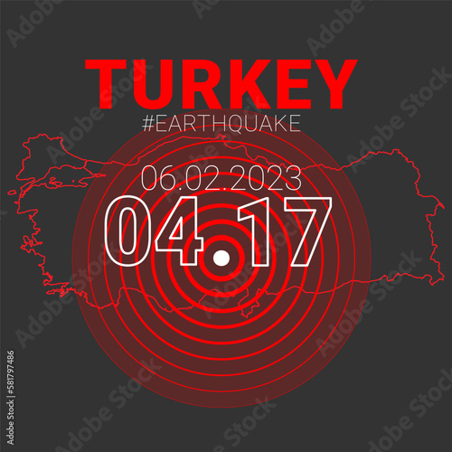 Turkey, earthquake February 6, 2023. Vector Illustration of the Map of Turkey on White Background. EPS 10
