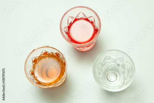 glasses with alcoholic beverages