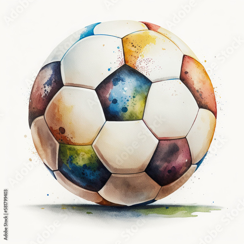 Closeup shot of  Soccer Watercolor. Generative AI