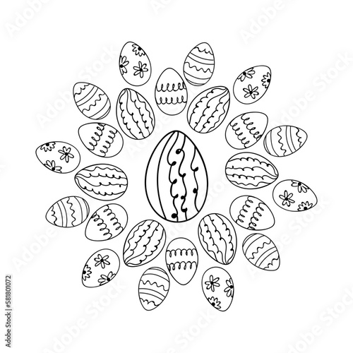 Easter doodle vector pattern, Easter eggs ornament