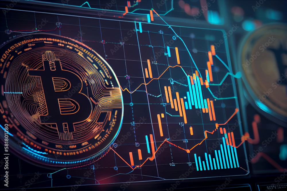 Gold bitcoins Trading with Candle stick graph chart and digital ...