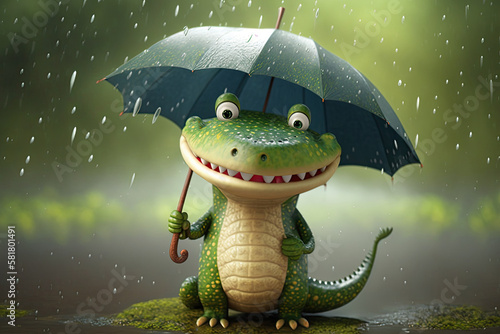 Cute Cartoon Alligator Char...