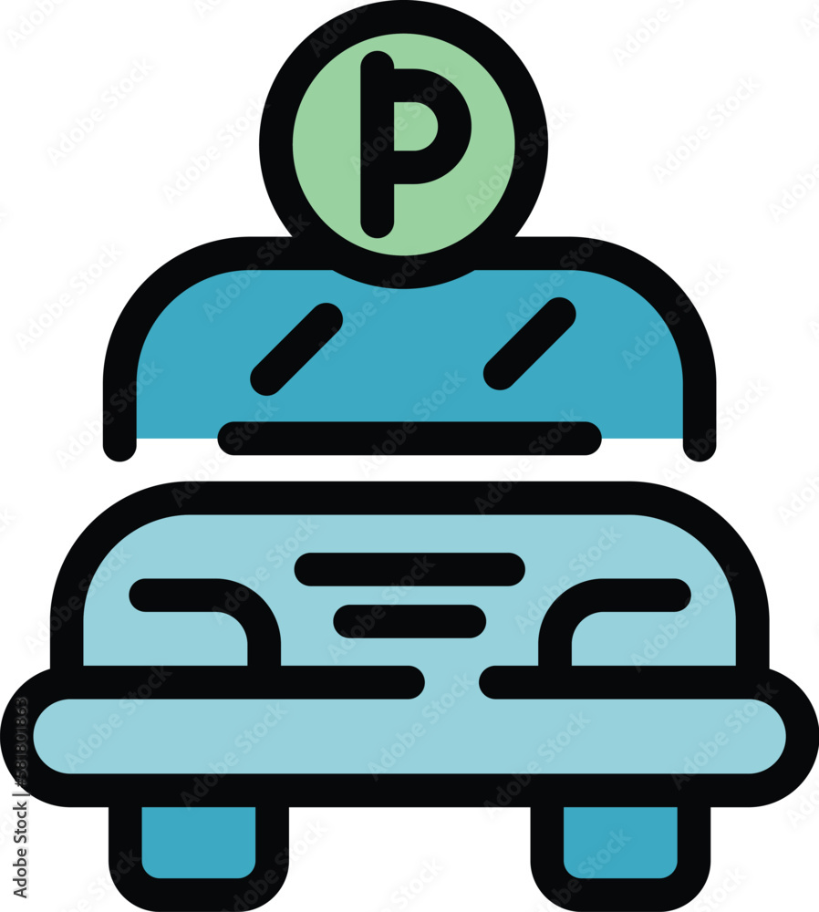 Drive parking icon. Outline drive parking vector icon for web design isolated on white background color flat Drive parking icon. Outline drive parking vector icon for web design isolated on white background color flat