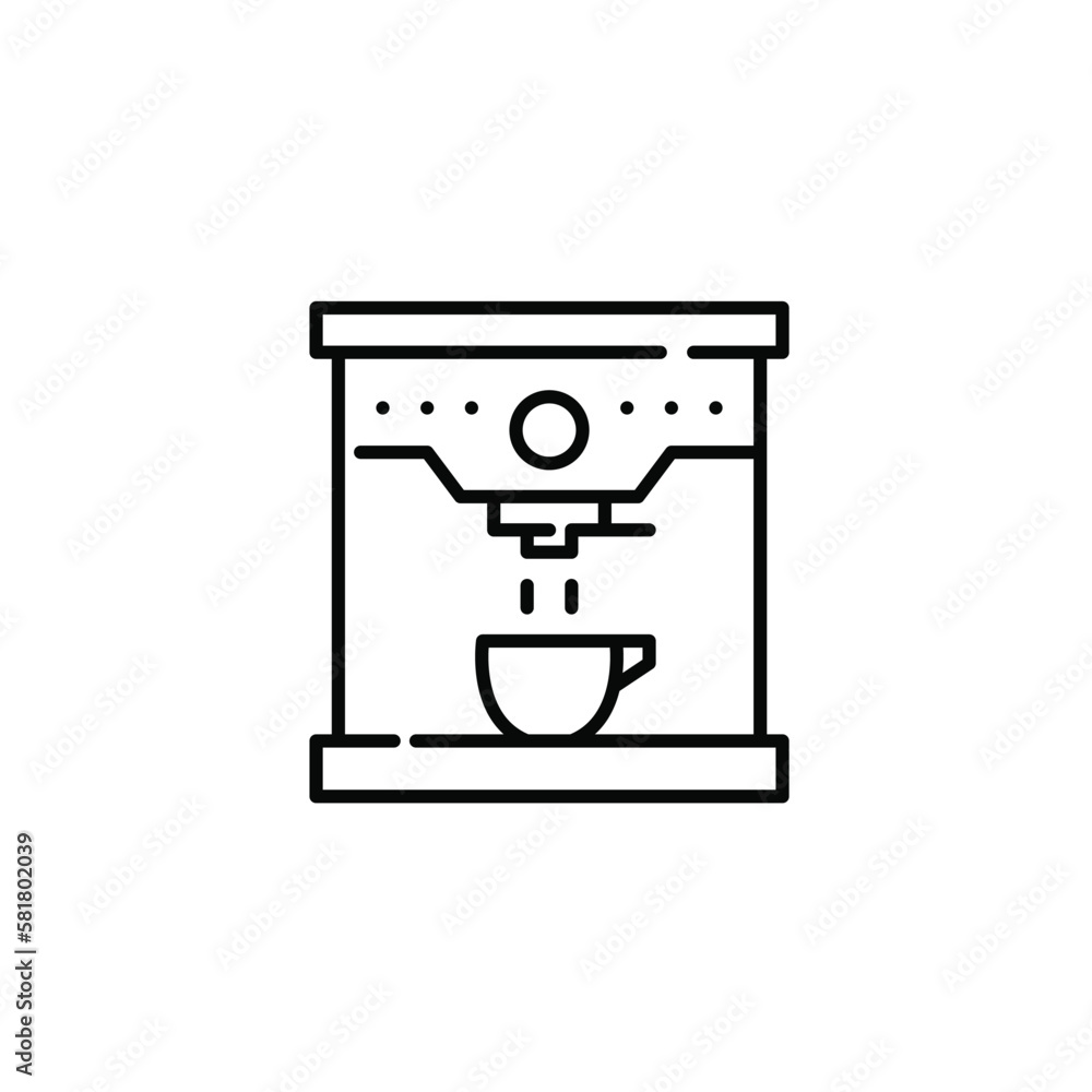 Espresso machine. Coffee maker brewing hot cup. Pixel perfect, editable stroke icon Espresso machine. Coffee maker brewing hot cup. Pixel perfect, editable stroke icon
