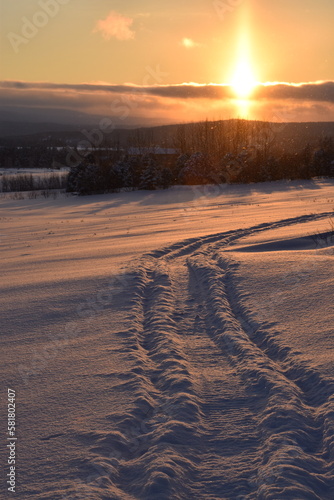 A sunrise on a cold morning  Sainte-Apolline  Qu  bec  Canada