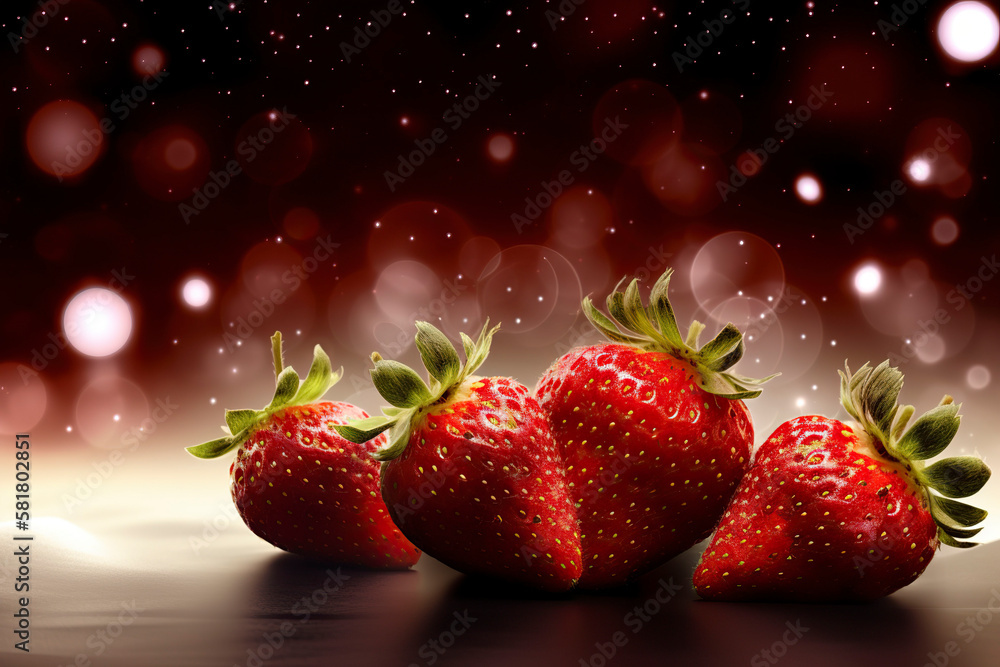 strawberry bokeh background. Generative AI.