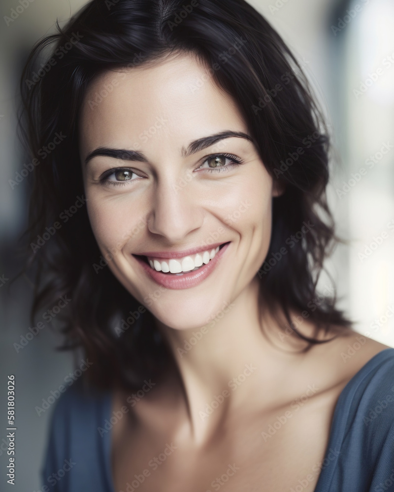 Smiling Woman 05 - Made by human and Generative AI Smiling Woman 05 - Made by human and Generative AI