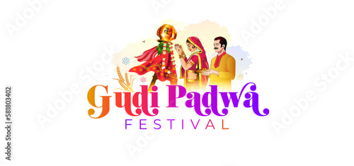 Gudi Padwa, Traditional Hindu Festival of India Maharashtra. Lunar New Year celebration for Marathi and Konkani hindu.