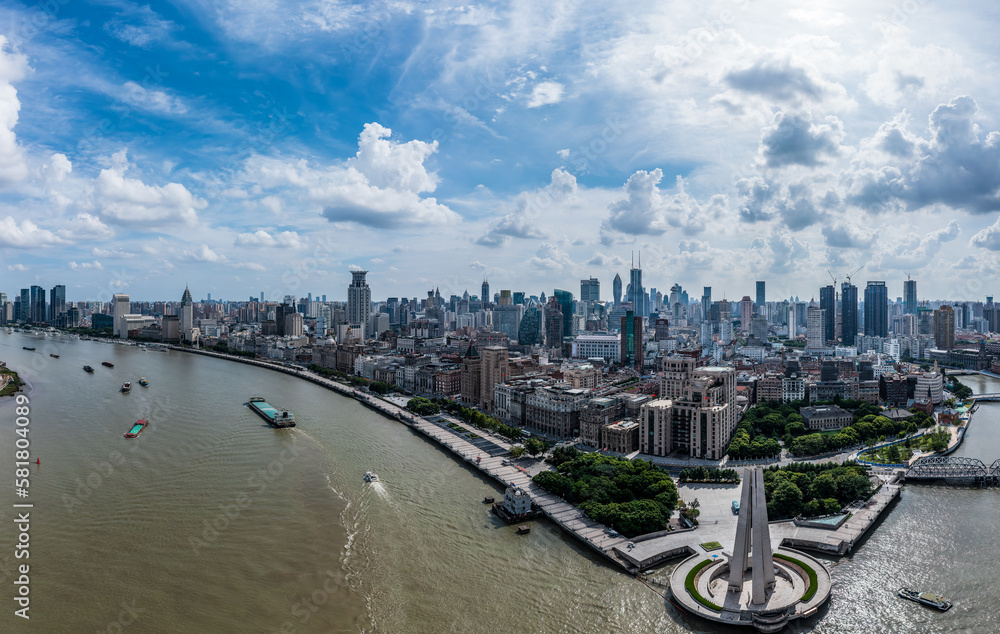 Obraz premium Aerial view of Shanghai City skyline and buildings scenery, China. Panoramic view.