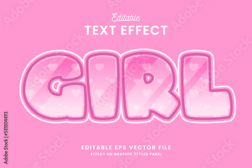 decorative editable girl text effect vector design