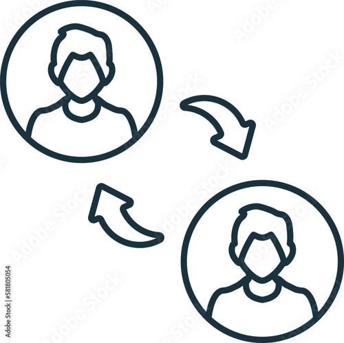 Peer-To-Peer line icon. Monochrome simple Peer-To-Peer outline icon for templates, web design and infographics