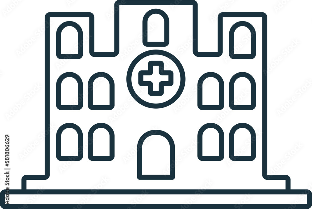 Hospital line icon. Simple element from healthcare collection. Creative Hospital outline icon for web design, templates, infographics and more Hospital line icon. Simple element from healthcare collection. Creative Hospital outline icon for web design, templates, infographics and more