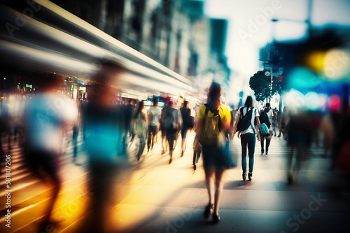 Successful Business People Commuting on Foot on a Sunny Day in Downtown. Generative AI