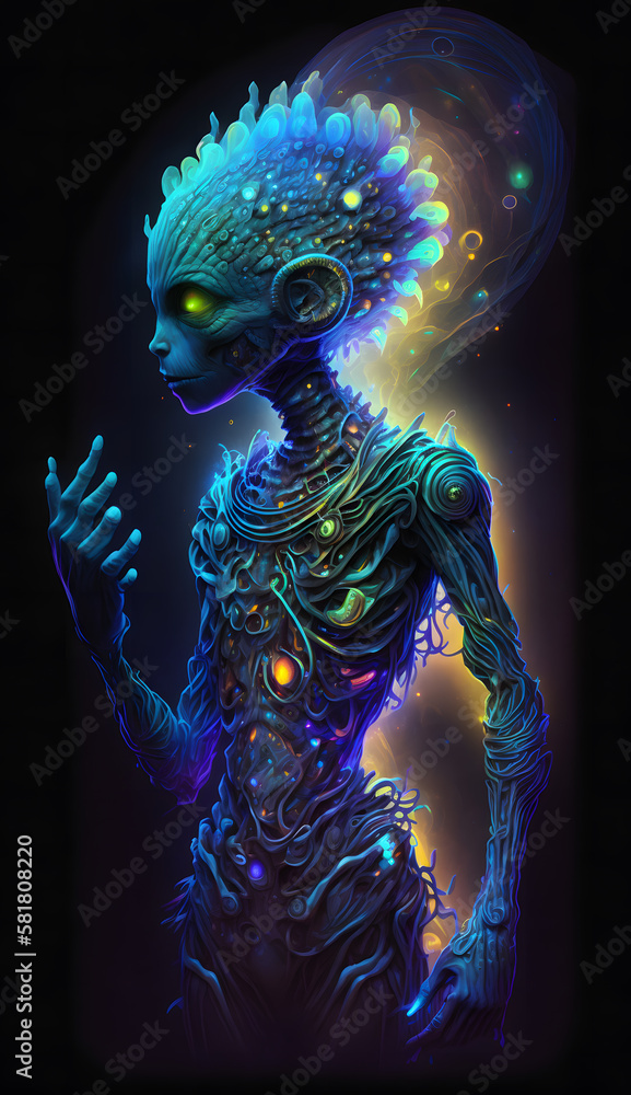 The Enigmatic Being: Unveiling the Mystery of the Wild and Mystical Alien Anthropomorphic Creature, AI Generative The Enigmatic Being: Unveiling the Mystery of the Wild and Mystical Alien Anthropomorphic Creature, AI Generative