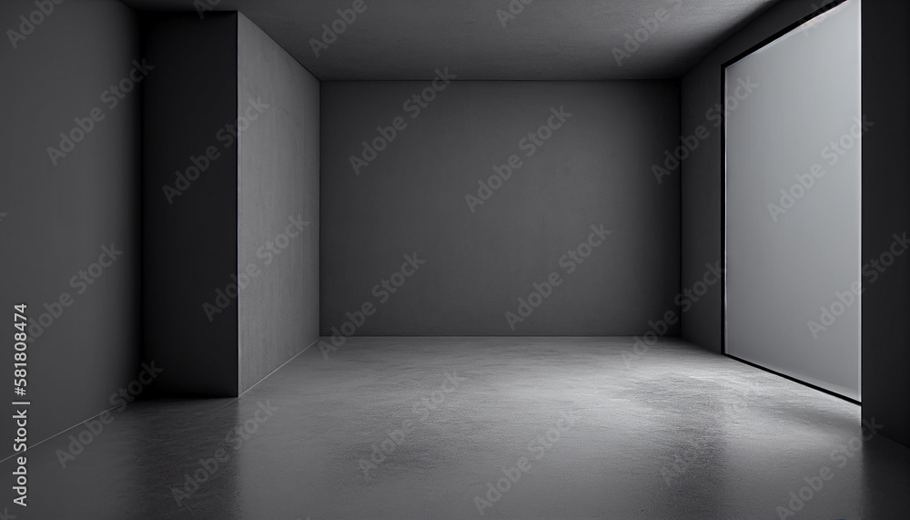 A studio room with a white wall and a window, Generative AI A studio room with a white wall and a window, Generative AI