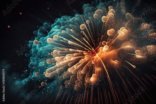 Close up of the effect of fireworks. Generative AI