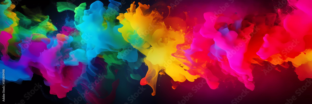 colorful vivid colorsplash texture with strong colors for a background of a header or banner on social media, generative ai