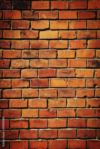 Brick wall architectural background texture. Copy space for text or design. Vertical image.