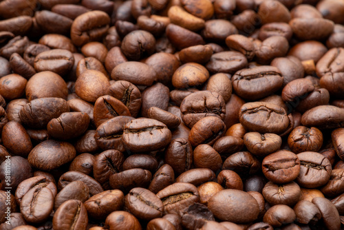 Close up robusta coffee bean background