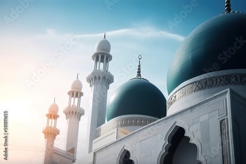 Mosque, Islamic background, generative ai photo