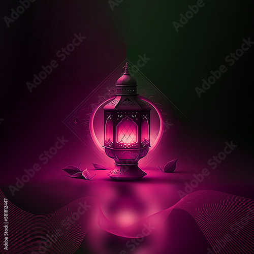 Ramadan Kareem 3d lamp Image for  social media banner design Generative AI Design