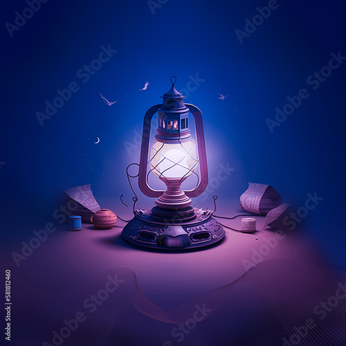 Ramadan Kareem 3d lamp Image for  social media banner design