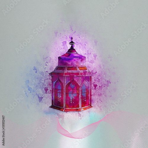 Ramadan Kareem 3D Lamp Image for  social media banner design Generative AI Design