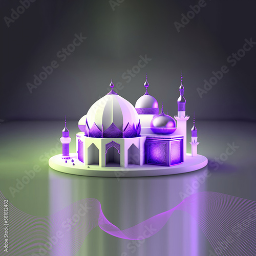 3d Mosque Image for  social media banner design, Generative AI Design