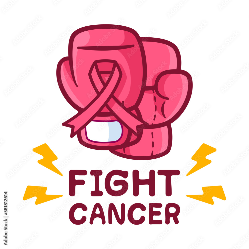 Pink boxing gloves and ribbon on isolated white background. Fight Breast cancer concept. Vector illustration clip art flat design for banner and poster. Pink boxing gloves and ribbon on isolated white background. Fight Breast cancer concept. Vector illustration clip art flat design for banner and poster.