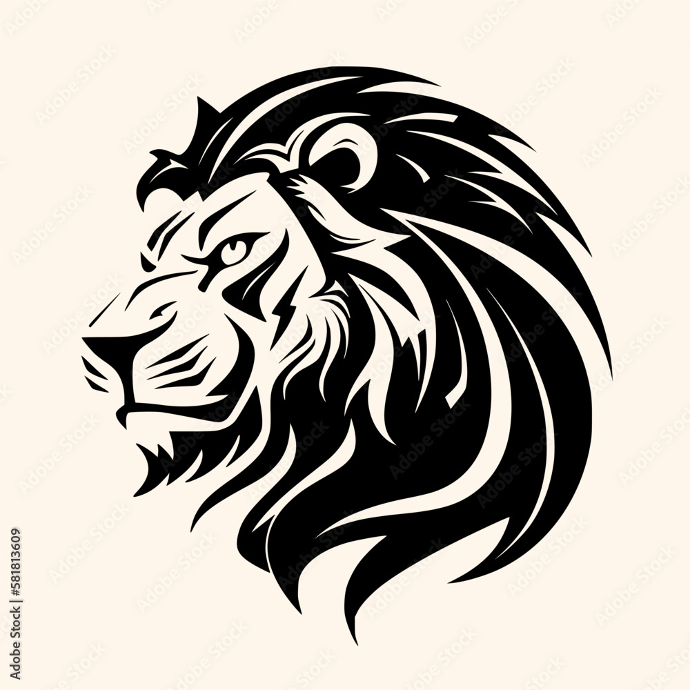 Lion head vector for logo or icon, drawing Elegant minimalist style Illustration