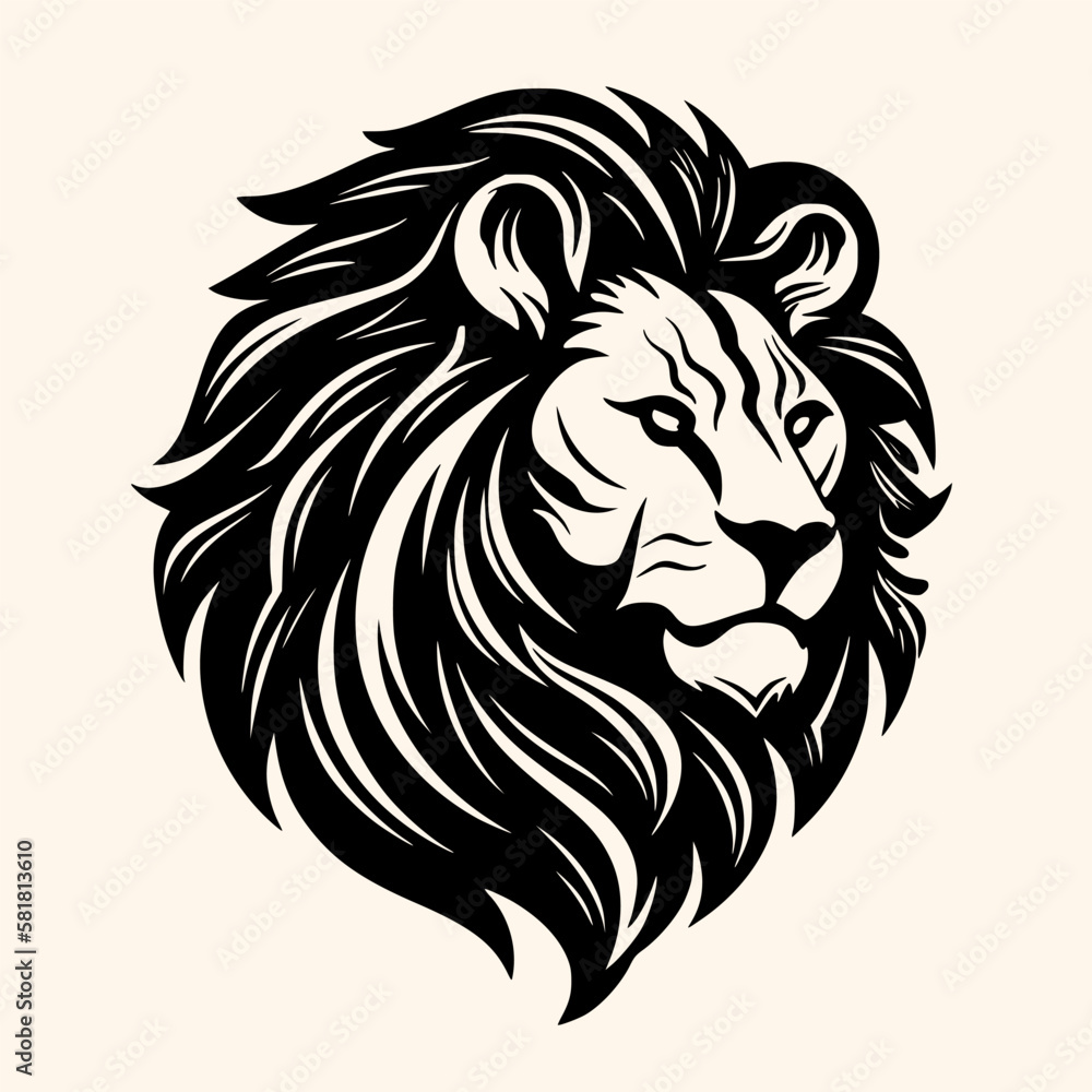 Fototapeta premium Lion head vector for logo or icon, drawing Elegant minimalist style Illustration