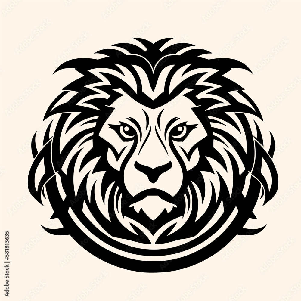 Lion head vector for logo or icon, drawing Elegant minimalist style Illustration