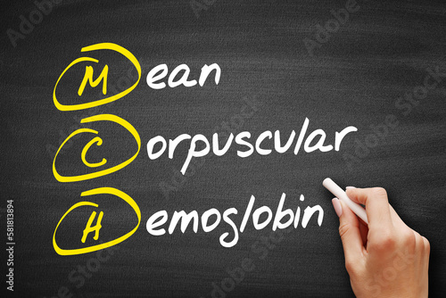 MCH - Mean Corpuscular Hemoglobin acronym, concept on blackboard. photo