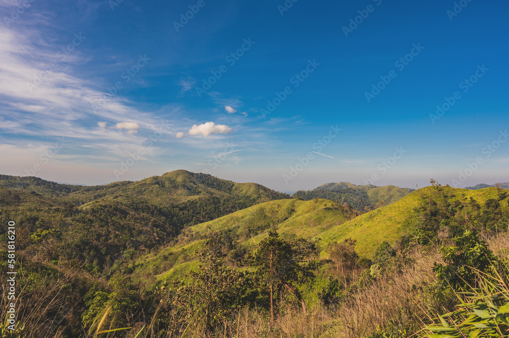 Beautiful landscape view on khao khao chang phueak mountian.Thong Pha Phum National Park's highest mountain is known as Khao Chang Phueak