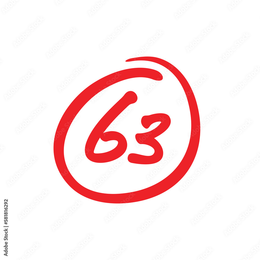 63 points test score, sixty three points grade results, vector illustration 63 points test score, sixty three points grade results, vector illustration