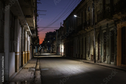 Quiet street in Havana just before sunrise.