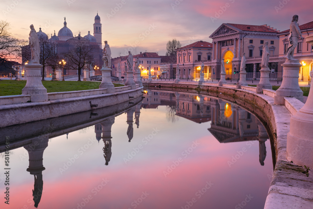 Padua, Italy. Cityscape image of Padua, Italy with Prato della Valle square at sunrise.